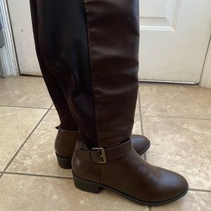 Knee high faux leather boots